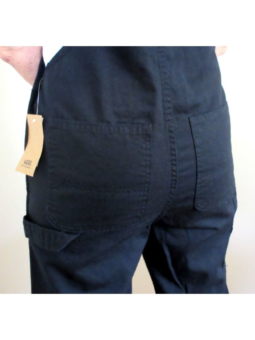 Vans Women's Ground Work Denim Carpenter overalls Black White Size XS NWT - Picture 11 of 14